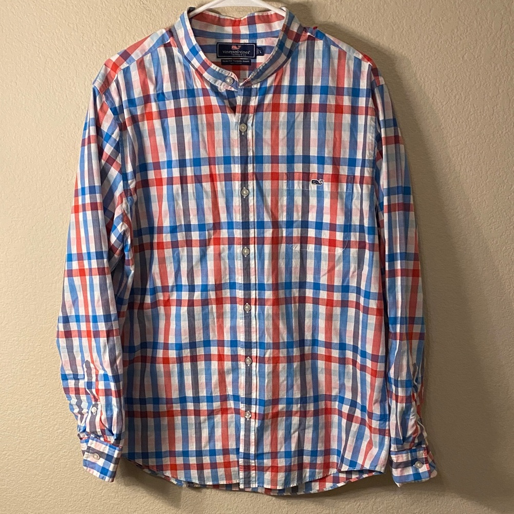 Vineyard Vines Red and Blue Plaid Shirt